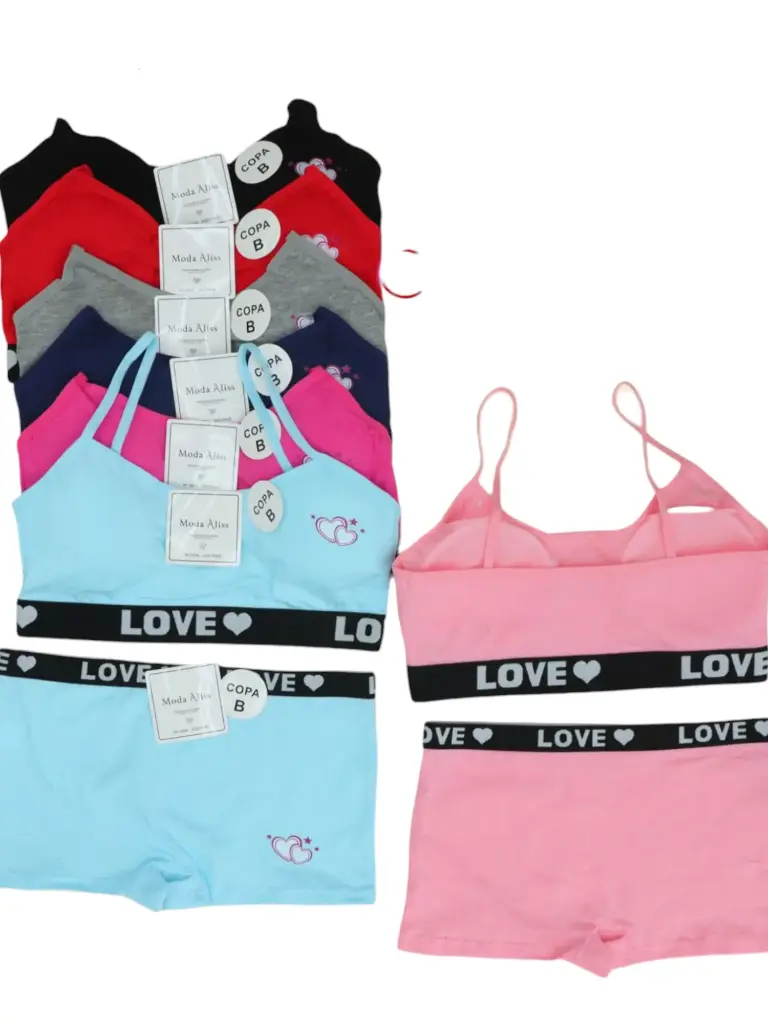 [S004] COORDINADO JUVENIL LOVE S004 5PAQ $300