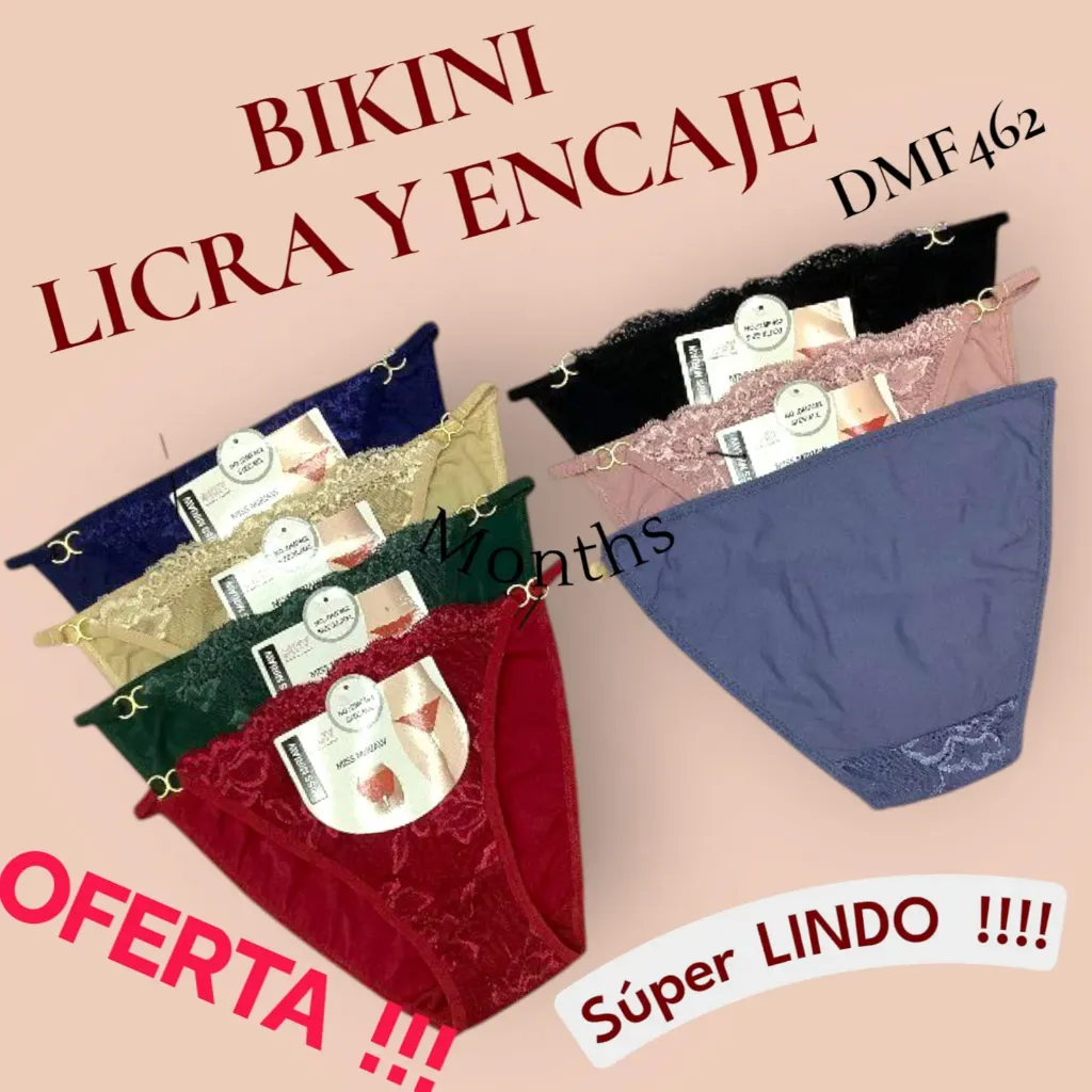 [DMF462] BIKINI LICRA ENCAJE Y HERRAJE DMF462 5PAQ $155