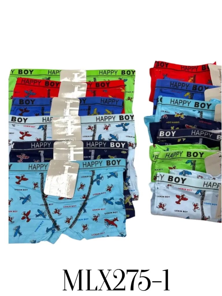 [MLX275-1] BOXER LICRA ALGODON NIÑO MLX275-1 5PAQ $85