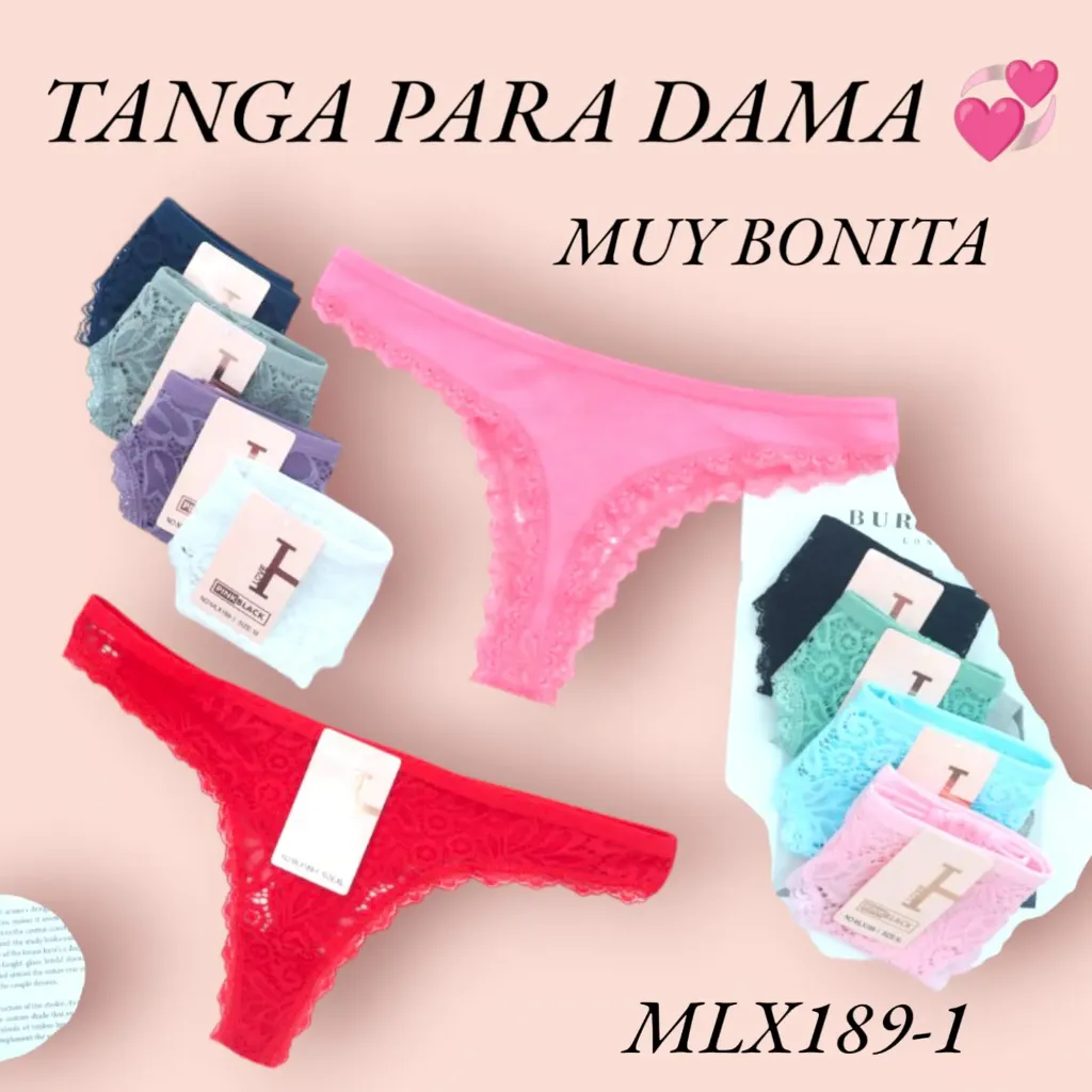 [MLX189-1] TANGA ENCAJE MLX189-1  5 PAQ. $85