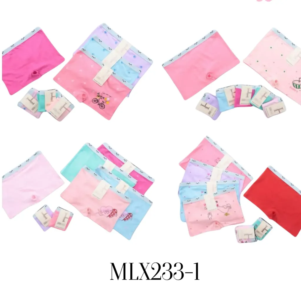 BOXER NIÑA LICRA ALGODON MLX233-1 5PAQ $80
